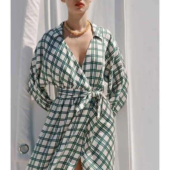 Zara | Dresses | Zara Green Plaid Print Dress | Poshmark
